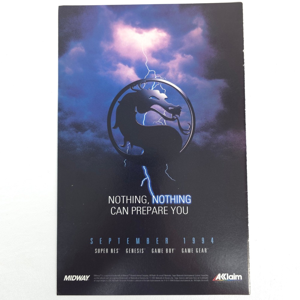 Vintage Mortal Kombat II Print Ad 1994 Midway Acclaim SNES Genesis Game Gear